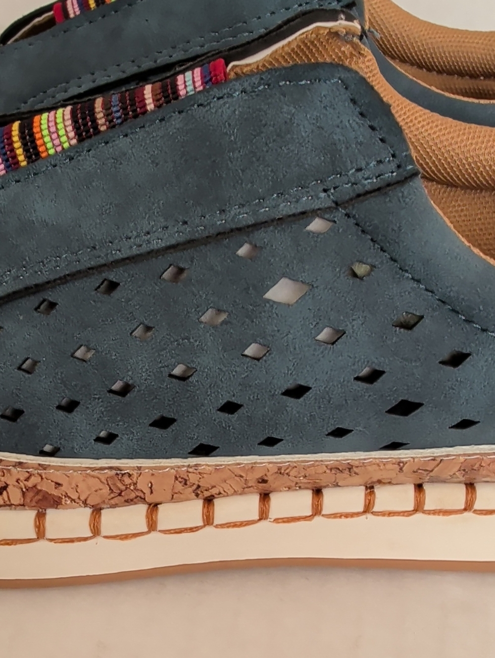Casual Hollow-Out Slip-On Platform Sneakers 8 Blue Rainbow - Picture 7 of 16